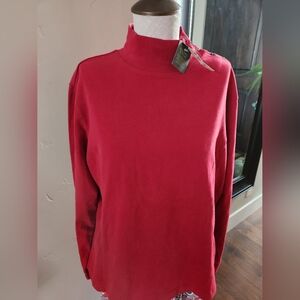 Eddie Bauer Red Turtleneck Long Sleeve  Top Size XXL Measures 26" Width NWTags